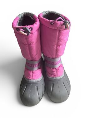 Sorel Youth Flurry/Cub Winter Snow Boots - Pink/Grey - Size 5 (Big Kids)